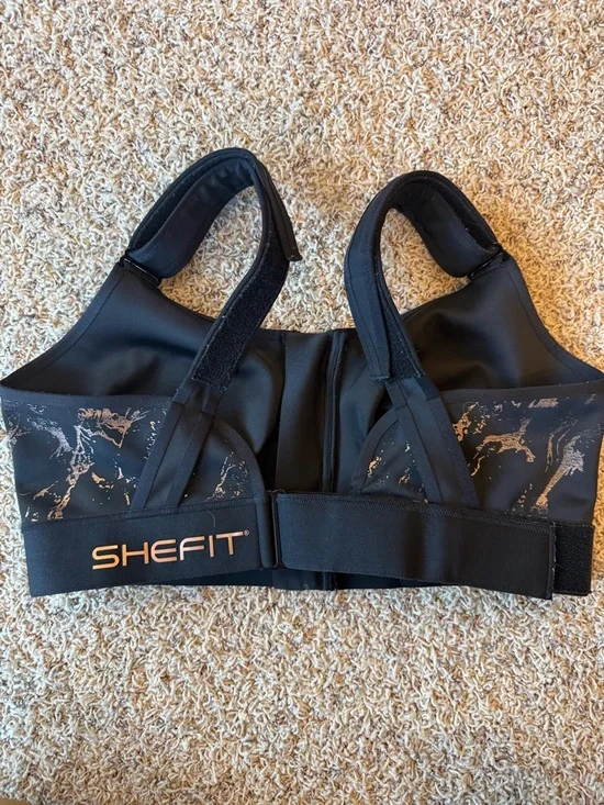 SHEFIT High Impact Ultimate Zip Front Sports Bra Black Size 2Luxe - Picture 8 of 15